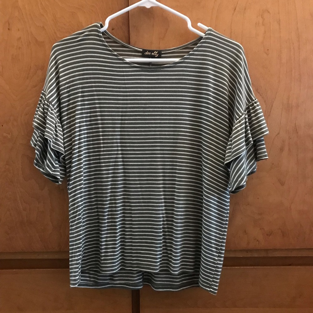 Green striped blouse